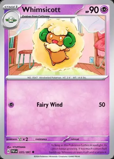Whimsicott 35/91 Paldean Fates Pokemon card