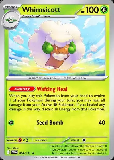 Whimsicott 8/131 Prismatic Evolutions Pokemon card