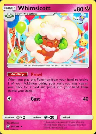Whimsicott 144/236 Unified Minds Pokemon card