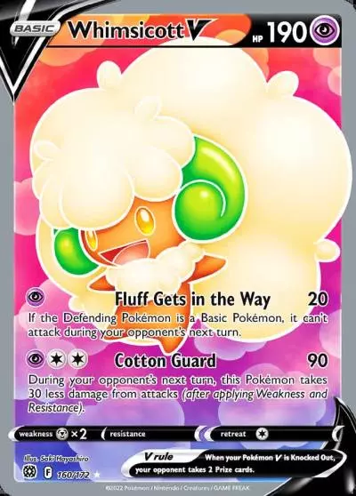 Whimsicott V 160/172 Brilliant Stars Pokemon card