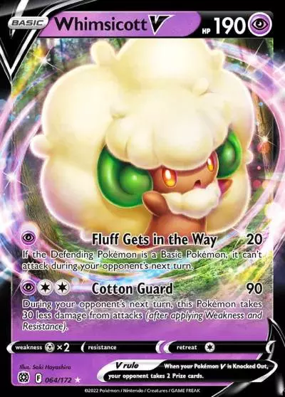 Whimsicott V 64/172 Brilliant Stars Pokemon card