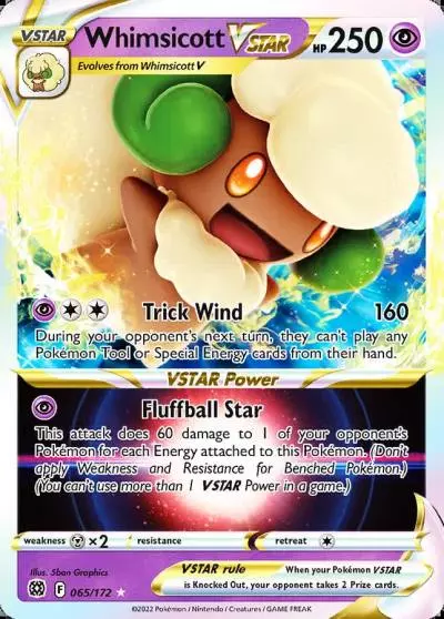 Whimsicott VSTAR 65/172 Brilliant Stars Pokemon card