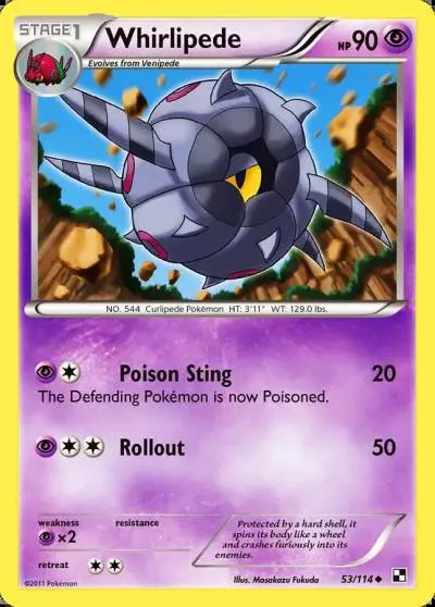Whirlipede 53/114 Black & White Pokemon card