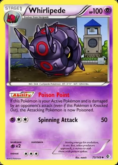 Whirlipede 73/149 Boundaries Crossed Pokemon card