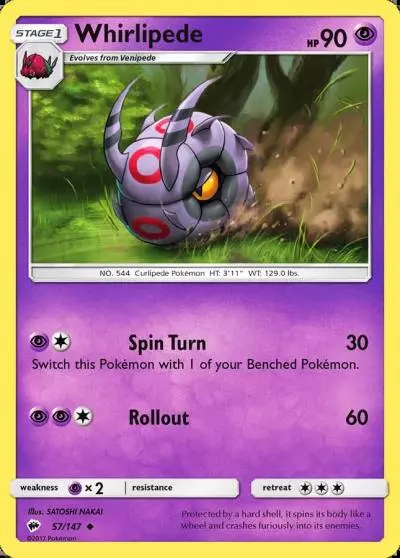 Whirlipede 57/147 Burning Shadows Pokemon card