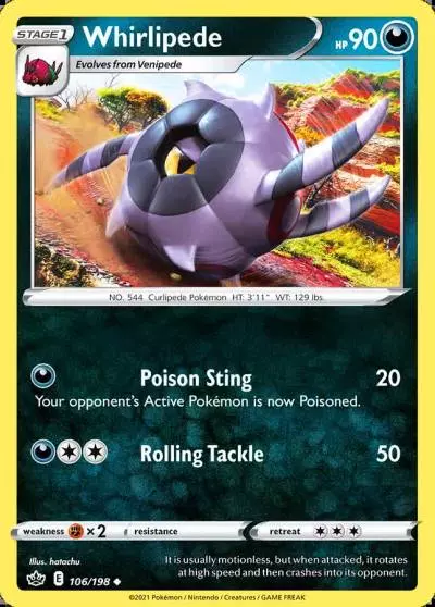 Whirlipede 106/198 Chilling Reign Pokemon card