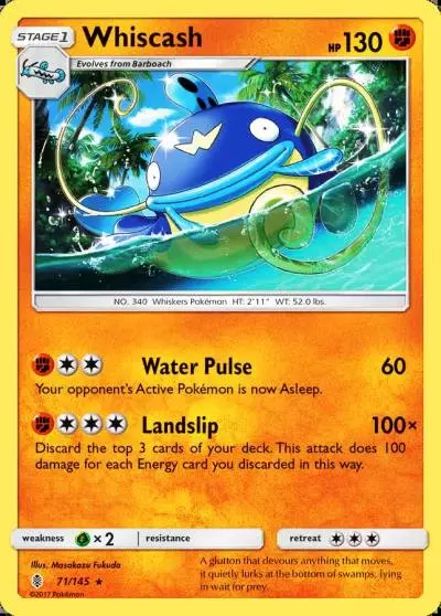 Whiscash 71/145 Guardians Rising Pokemon card