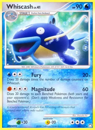 Whiscash 40/123 Mysterious Treasures Pokemon card