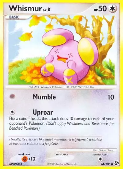 Whismur 94/106 Great Encounters Pokemon card