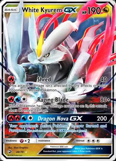 White Kyurem-GX 48/70 Dragon Majesty Pokemon card