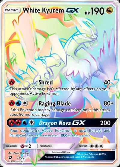 White Kyurem-GX 74/70 Dragon Majesty Pokemon card