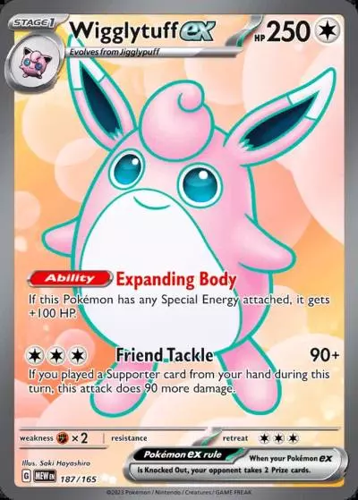 Wigglytuff ex 187/165 151 Pokemon card
