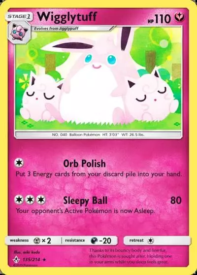 Wigglytuff 135/214 Unbroken Bonds Pokemon card