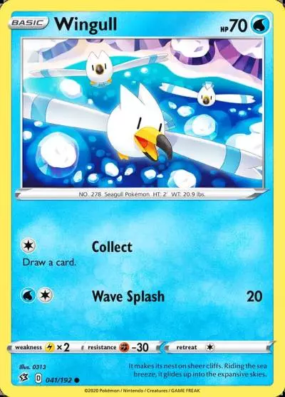 Wingull 41/192 Rebel Clash Pokemon card