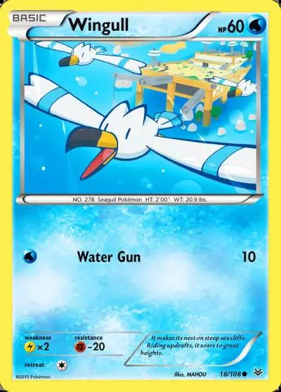 Wingull 18/108 Roaring Skies Pokemon card