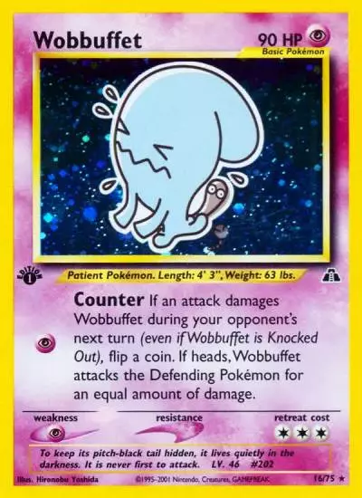 Wobbuffet 16/75 Neo Discovery Pokemon card