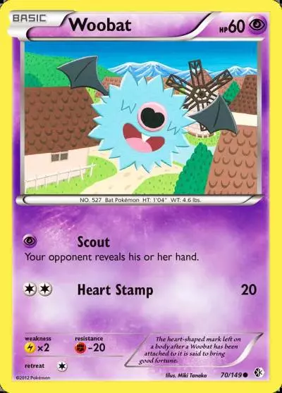 Woobat 70/149 Boundaries Crossed Pokemon card