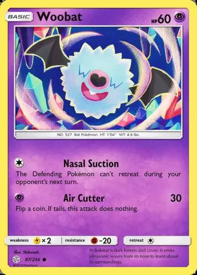 Woobat 87/236 Cosmic Eclipse Pokemon card