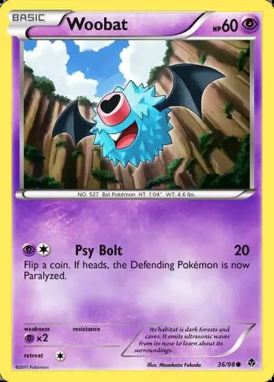 Woobat 36/98 Emerging Powers Pokemon card