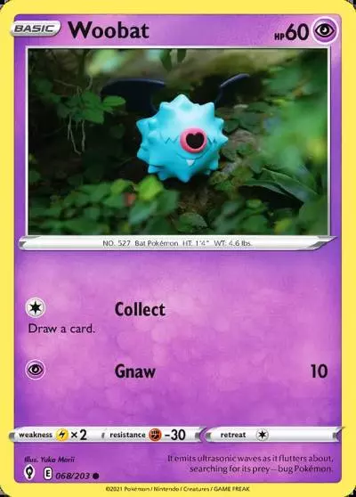Woobat 68/203 Evolving Skies Pokemon card