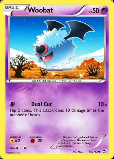 Woobat 64/113 Legendary Treasures Pokemon card