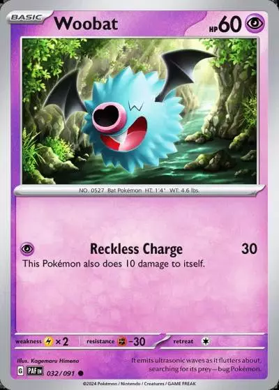 Woobat 32/91 Paldean Fates Pokemon card