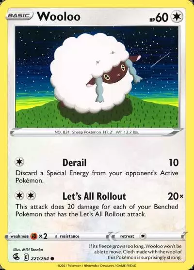 Wooloo 221/264 Fusion Strike Pokemon card