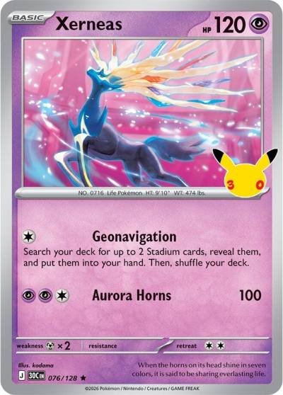 Xerneas 76/128 30th Celebration Pokemon card