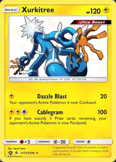 Xurkitree SV14/94 Hidden Fates Shiny Vault Pokemon card