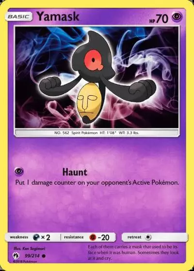 Yamask 99/214 Lost Thunder Pokemon card