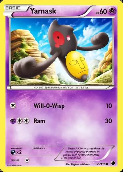 Yamask 55/116 Plasma Freeze Pokemon card