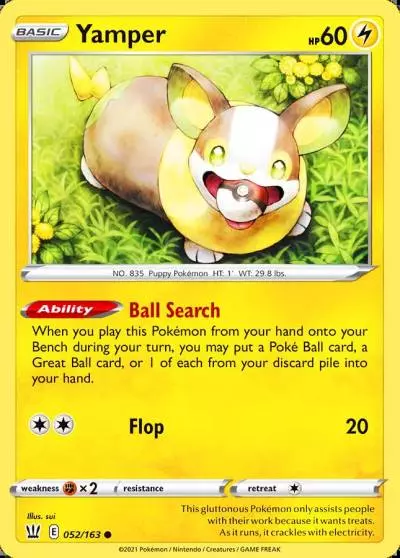 Yamper 52/163 Battle Styles Pokemon card