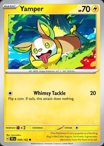 Yamper 58/162 Temporal Forces Pokemon card