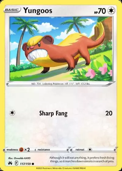 Yungoos 117/159 Crown Zenith Pokemon card