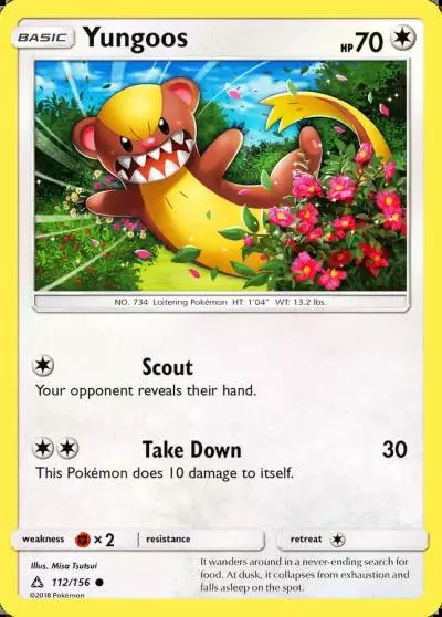 Yungoos 112/156 Ultra Prism Pokemon card