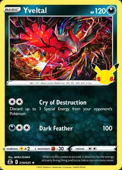 Yveltal 19/25 Celebrations Pokemon card
