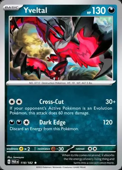 Yveltal 118/182 Paradox Rift Pokemon card