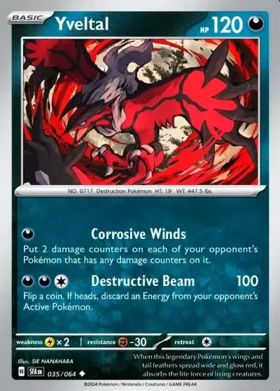 Yveltal 35/64 Shrouded Fable Pokemon card