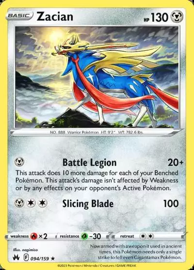 Zacian 94/159 Crown Zenith Pokemon card