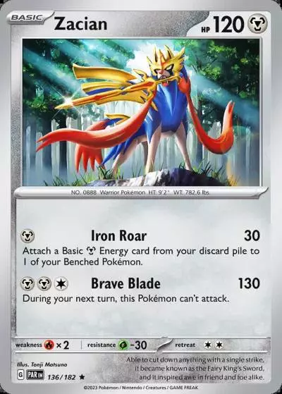 Zacian 136/182 Paradox Rift Pokemon card
