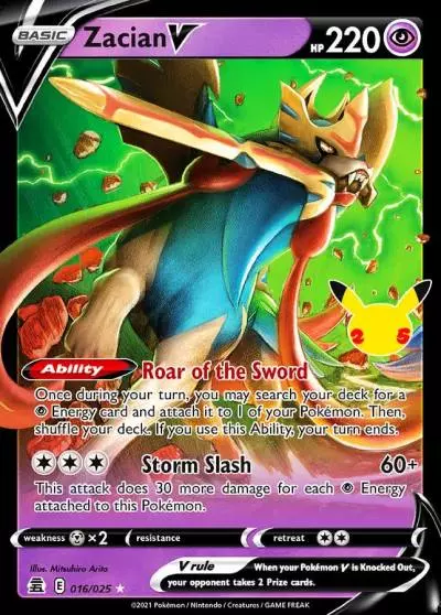 Zacian V 16/25 Celebrations Pokemon card