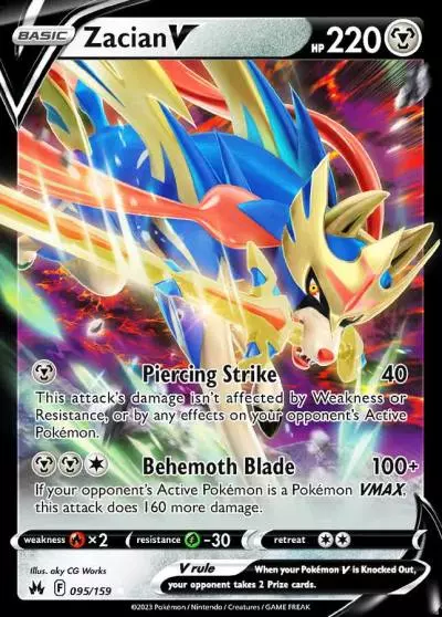 Zacian V 95/159 Crown Zenith Pokemon card