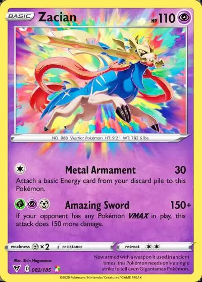 Zacian 82/185 Vivid Voltage Pokemon card