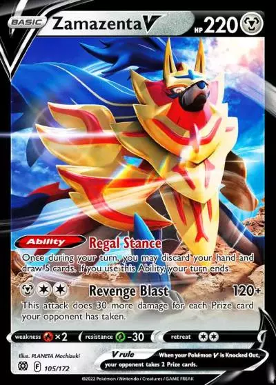 Zamazenta V 105/172 Brilliant Stars Pokemon card