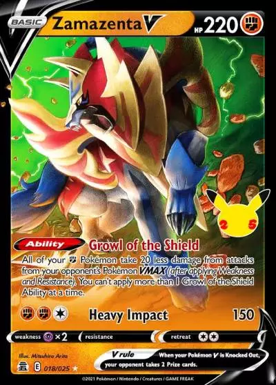 Zamazenta V 18/25 Celebrations Pokemon card