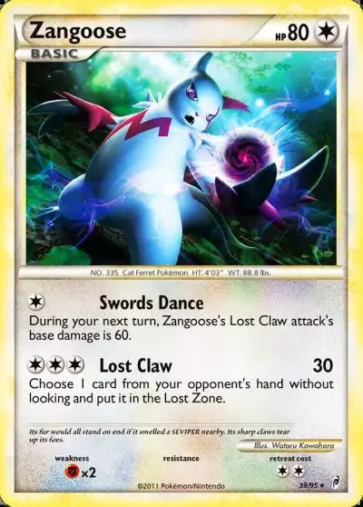 Zangoose 39/95 Call of Legends Pokemon card