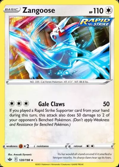 Zangoose 120/198 Chilling Reign Pokemon card