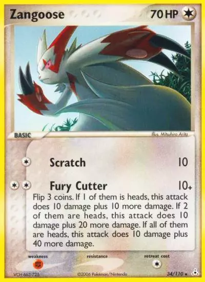 Zangoose 34/110 Holon Phantoms Pokemon card