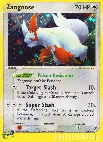 Zangoose 14/100 Sandstorm Pokemon card