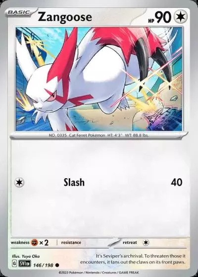 Zangoose 146/198 Scarlet & Violet Pokemon card